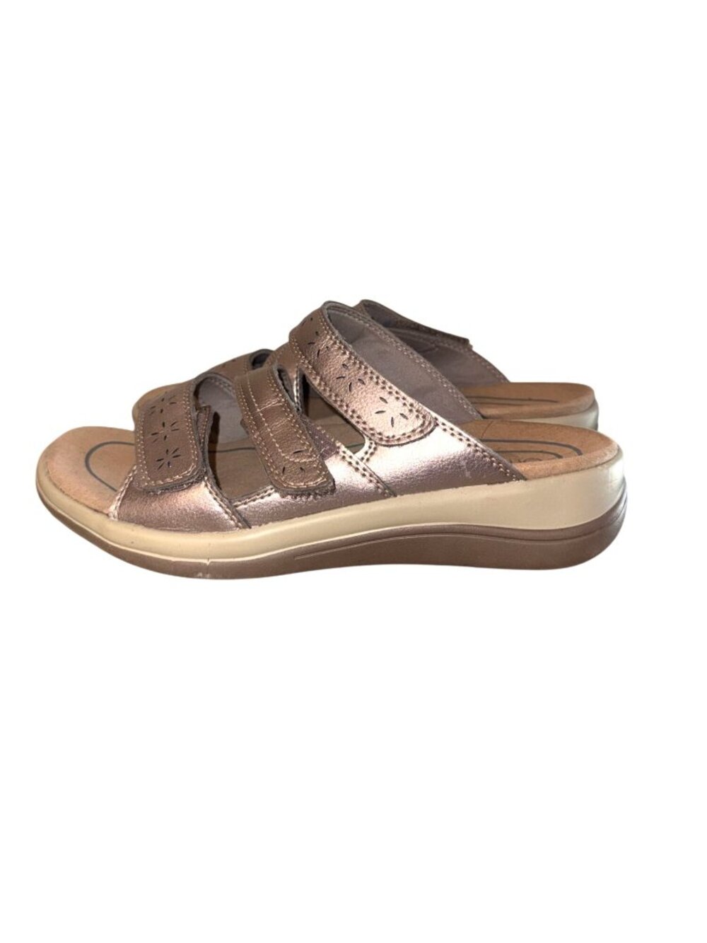 Orthofeet Womens Bronze Adjustable Strap Sandals Size 8 Wide Comfort Slip-On Sho - Picture 3 of 5